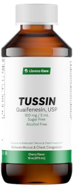 Guaifenesin Liquid Expectorant for Adults Solution By Llorens, Cherry Flavor Cough and Cold Suppressant for Adults, 16 oz