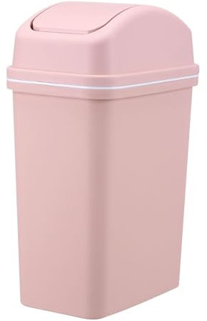 Generic ABS 10L Pink Rectangular Swing Top Trash Can with Swing Lid - Bedroom, Bathroom, Kitchen Waste Basket