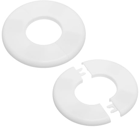 PATIKIL Rohrabdeckung Wand Split Flansch Rohrmanschette 1,73 (44mm), 2 Stück ABS Runde Selbstklebende Rosetten Wasserhahn Armaturen-Abdeckungen für Badezimmer Armatur Dekoration, Weiß