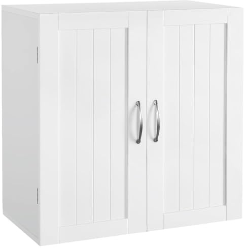 Yaheetech Bathroom Wall Cabinet, Medicine Cabinet with 2 Doors and Adjustable Shelf Cupboard Unit, Over The Toilet Storage Organizer for Living Room, Kitchen, Laundry