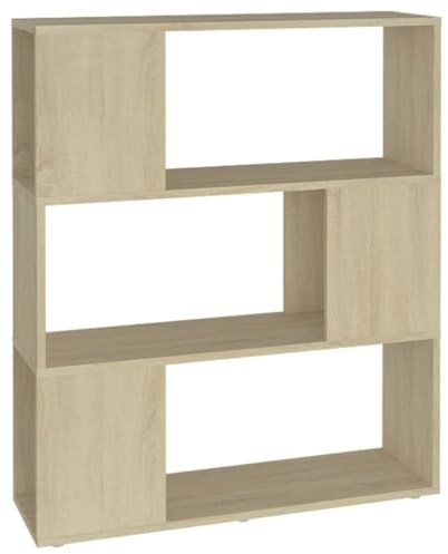 vidaXL Estantería Divisor de Espacios Armario Estante Separador Partición Pantalla de Privacidad Mueble Librería Contrachapada Sonoma 80x24x94 cm