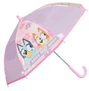 Bluey Kids Umbrella Girls – Lightweight Children’s Stick Umbrella and Bingo Design – Pink Handle and Easy Open Kids Rain Umbrella