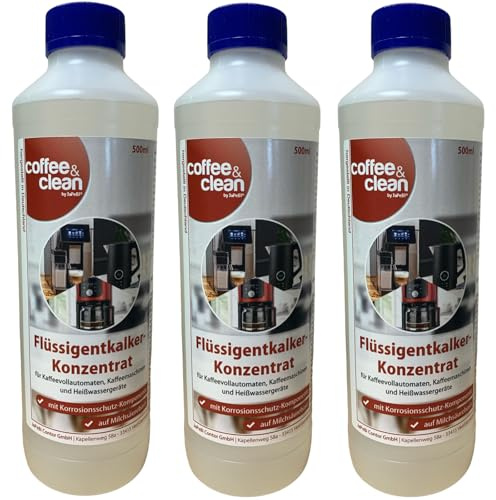 3x 500ml Flüssigentkalker-Konzentrat auf Milchsäure Basis mit Korrosionsschutz für DeLonghi und andere Kaffeevollautomaten