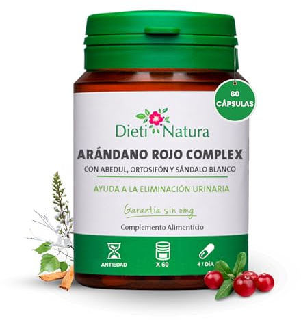 DIETI NATURA Arándano Rojo Complex 60 Cápsulas para Salud del Tracto Urinario - Apoya la Eliminación de Líquidos - Bienestar Urinario Diario Hombre y Mujer - Cápsulas para Depurar el Organismo