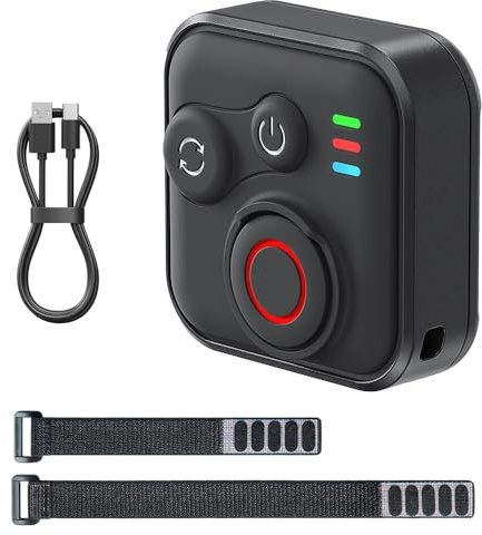 NAVESO Bluetooth Telecomando per GoPro Hero 13/12/11 Insta360 X5/X4/X3/Ace Pro 2/Ace Pro/GO3S/GO3/IOS/Android, Senza Fili Telecomando con Cinturino da Polso e Cavo di Ricarica USB