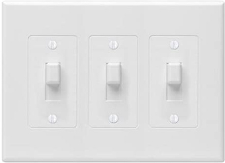 TayMac 2673W 3-Gang MASQUE Decorator Cover, Toggle, White