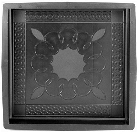 @tec Betonform Schalungsform Gießform Plastikformen für Beton, Pflastersteine, Terrassenplatten, Trittplatten, Bodenplatten und Gehwegplatten für Garten - Blumenornament 40x40x5cm