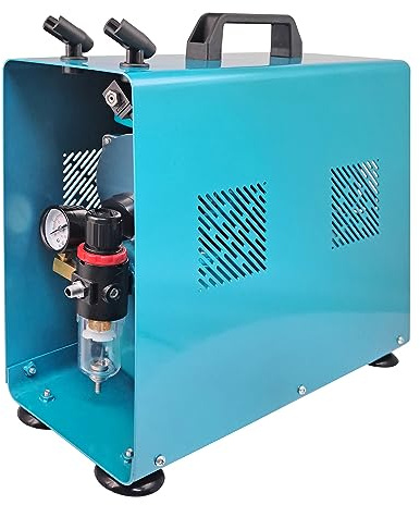 AirBrush Kompressor Duo-Power – Airbrush-satsen med dubbel/tvåcylinder med skyddande hölje för konstnärer med påstående, basutrustning för alla airbrush set