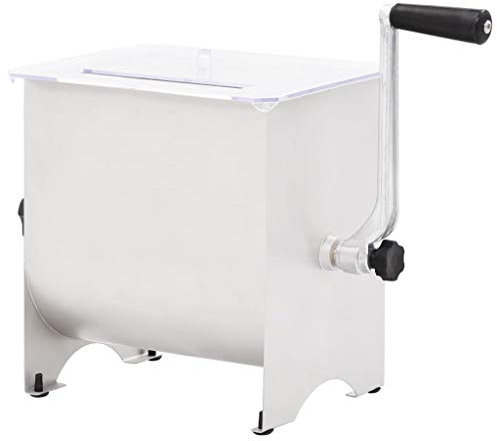 Tidyard Manueller Fleischwolf Fleischrührer/Fleischmischer 2 x 25 x 31,5 cm Mit 4 Messern & Deckel,Fassungsvermögen: 20 L,Lebensmittelecht,Fleisch einfach zu Mixen,Edelstahl,Silbern