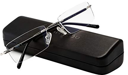 FONHCOO Blue Light Blocking Glasses - Unisex Lightweight Rimless Frameless Rectangle Computer Gaming Glasses - Anti Glare, Anti Fatigue