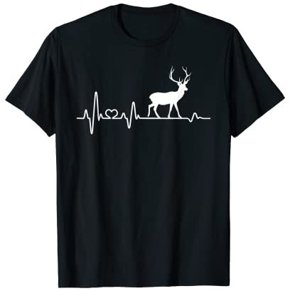 Hirsch Herzschlag Rothirsch Geweih Rotwild Jäger jagen Jagd T-Shirt