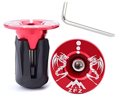 MUQZI Bicycle Handlebar Ends Plugs Caps – Aluminum Bike Handle Bar Ends Caps, Suitable for Most Bicycles Road Bike Mountain Bike BMX MTB Fixie(Red dragon)