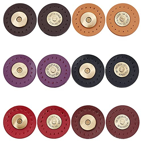 WADORN Boutons magnétiques à pression de 30 mm, fermeture pour sacs à main, boutons magnétiques en cuir, sac à fermeture à clip, bouton magnétique à coudre, bricolage, pour travaux manuels, vêtements