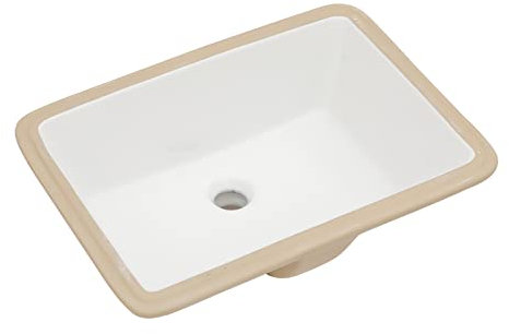 Lordear Fregadero de baño de 50 x 38 cm, rectangular, porcelana blanca, cerámica, bajo encimera, lavabo con desbordamiento