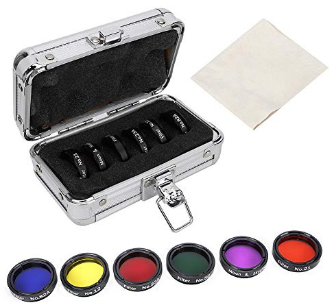 1.25 inches Telescope Moon Filter,6 Pcs 1.25inch Colorful Telescope Filter Kit with Storage Box for Telescopes Eyepieces