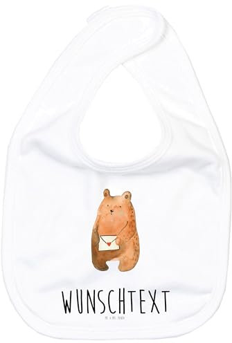 Mr. & Mrs. Panda Personalisiertes Babylätzchen Bär Liebesbrief - Personalisierte Geschenke, Personalisiertes Babylätzchen Für Jungen, Babyhalstuch