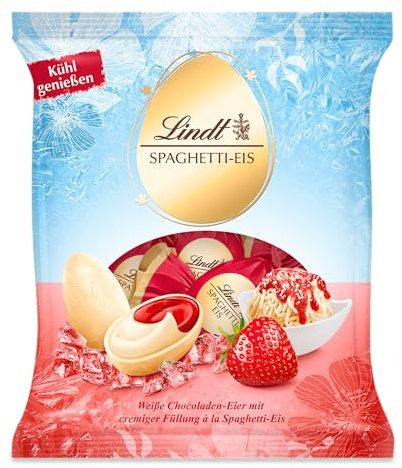 Lindt Schokolade | Spaghetti-Eis-Eier | 90g | Weiße-Schokoladeneier mit cremiger à la Spaghetti Eis-Füllung | Ostereier | Perfekte Oster-Schokolade zum Teilen & Genießen