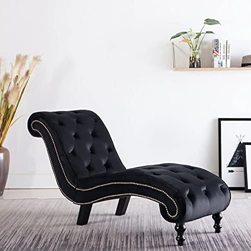 Homgoday Chaiselongue - Sedia relax per soggiorno, camera da letto, ufficio, velluto nero