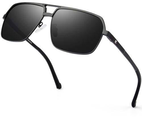 Bircenpro Polarisierte Sonnenbrille for Herren klassische - 100% UV Schutz Retro Schwarz Sonnenbrillen Polarisiert for Männer zum Fahren und Angeln (A-Back Frame Black Lens)