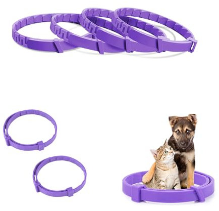 4 Pack Beruhigungshalsband für Hunde, Anti-Angst-Halsband mit Einstellbarer Größe Stressabbau Sicheres Wasserdichtes Beruhigendes Pheromonen Halsband für Hunde Aller Größen, Lila