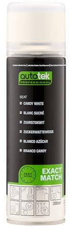 AutoTek Professional Exact Match Car Spray Paint, Seat Candy White Aerosol Spray, 300 ml