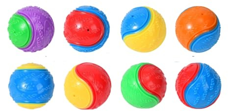 WANIX Squeaky Dog Balls - Indestructible Rubber Toy for Training, Fetch, Chew, Teeth Cleaning Bright Colours Durable Play Set Small Medium Large Dog Breeds