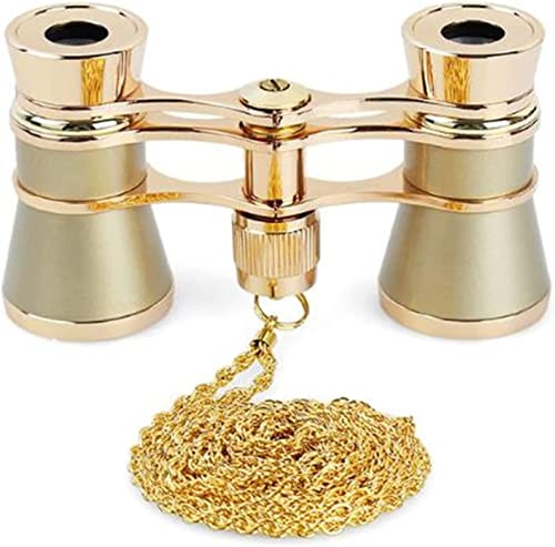 QWAXTRIW Qwaxtriw 3 x 25 klassiska vikbara operaglasögon kikare metallkropp med kedjeoptisk linsteater Small Portable Telescope Te