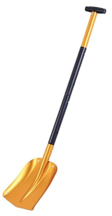 Avtagbar snöskyffel i aluminium, Bärbar snöskyffel for bil med T-grepp, Bärbar snöskyffel, Liten och kompakt nödskyffel for snöcamping, skidåkning, guldfärg/392