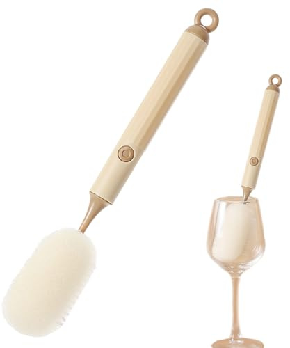 Brosse éponge pour bouteilles d'eau - Outil de nettoyage en mousse souple - Avec long manche - Accessoire de rinçage flexible pour récipients profonds et entretien intérieur étroit du récipient
