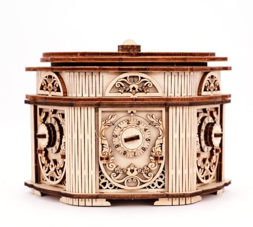 SHZWD Boîte Antique à Bijoux Musique Puzzles 3D en Bois, Boîte de Rangement pour Trésor Casse Tête,Ensemble de Construction Mécanique Auto Assemblée