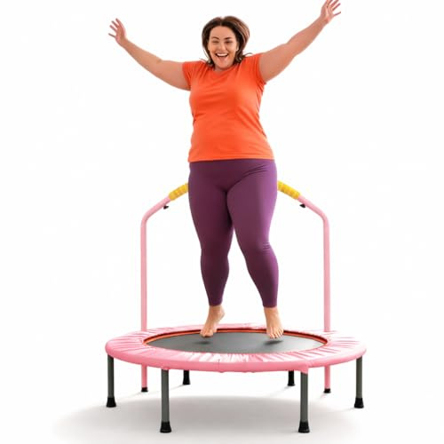 LN COZY CORNER 38'' Foldable Fitness Trampoline for Adults, Adjustable Handle Rebounder, Mini Trampoline for Indoor & Outdoor Workout, 220 lbs Capacity with Foam Handle for All Levels