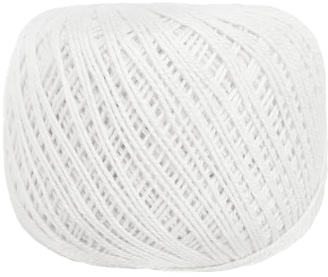 sourcing map 164 Yards Size 3 White Pearl Cotton Crochet Thread Lace Weight Yarn Tatting Thread for Crocheting Knitting Embroidery Sewing