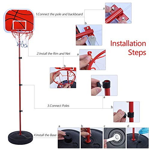 Generic de Soporte de Baloncesto Ajustable para Niños con Estructura Sólida para Tiro en Interiores y Exteriores, Mejora Las Habilidades de Baloncesto de los Niños