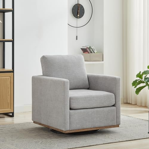 Generico Poltrona girevole imbottita, comoda poltrona, poltrona club/lounge girevole a 360° con braccioli, adatta per soggiorno, camera da letto, appartamento. (Grigio)