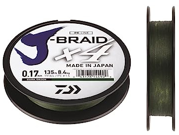 Daiwa J-Braid X4 Braided Fishing Line - Dark Green, 0.07 mm, 270 M