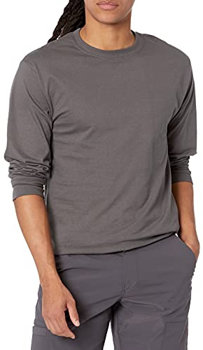 Hanes Men's Beefy Long Sleeve Shirt, Smoke Gray, 2XL