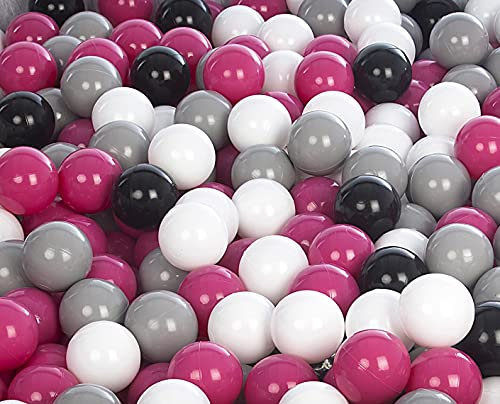 Velinda 150 Bälle,Bällebad/Bällezelt/Kinderpool Plastikbälle Spielbälle Kinderbälle O7cm (Farbe der Bälle: schwarz,weiß, pink,grau)