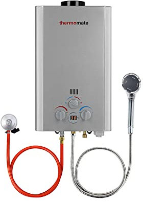 Chauffe-eau à Gaz, Thermomate BE211S 8L Instantané Propane Gaz Chauffe Eau GPL Extérieur, 37mbar, Pour le Camping/Douche RV/Laver les Chevaux, 16kW
