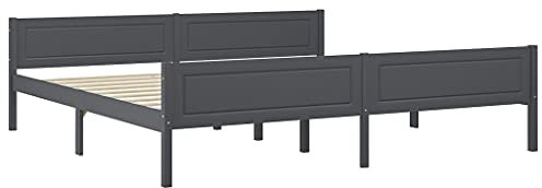 vidaXL Sängram massiv furu grå 200x200 cm