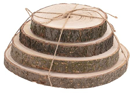 Spetebo Holz Baumscheibe natur - 4er Set von 13-22 cm - Deko Holz Scheibe Echtholz Tischdeko - Dekorieren Basteln Bemalen Brandmalen