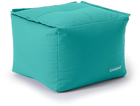 Lumaland sittsäck-lounge modulär puff | individuellt utbyggbar och lätt pall | tvättbara sittmöbler för inomhus- och trädgård | inomhus och utomhus loungeuppsättning | 54 x 54 cm [turkos]