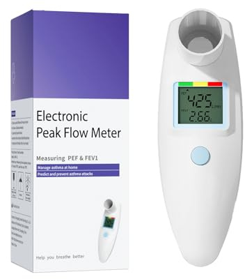 Peak Flow Meter, ingen Bluetooth, för vuxna och barn för övervakning av lungfunktionen, LCD, digital spirometer för astma, COPD, PEF & FEV1, riskindikator, dagboksformulär