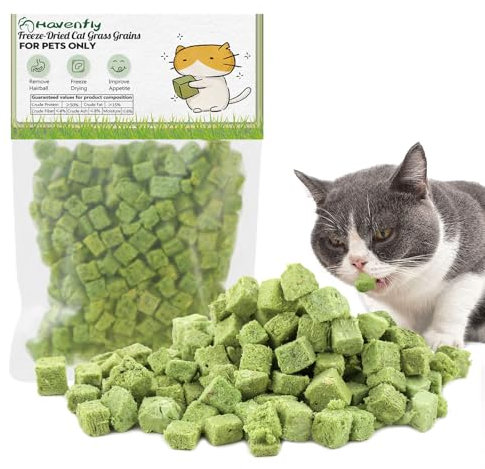 Katzengras Snack,120g Gefriergetrocknet Snacks für Katzen für die Zahnpflege und Haarknäuel Entfernen, Katzenminze