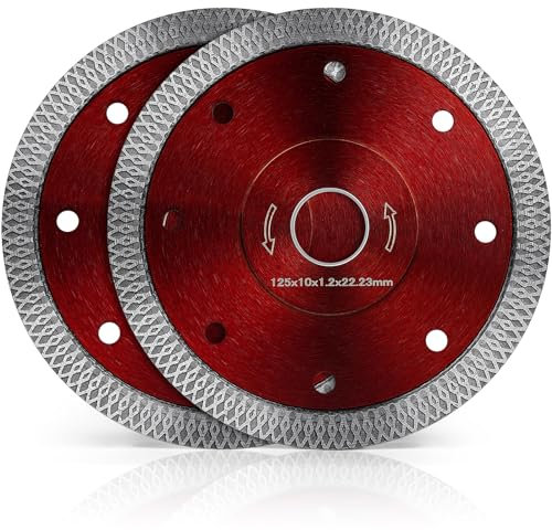 Flintronic Disco da Taglio Diamantato, Disco Diamantato, 2 Pezzi 125mm Cemento Glass Cutting Disc, per il Taglio di Porcellana, Ceramica Dura, Piastrelle, Marmo, Granito, Professionale Secco e Umido