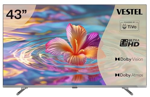 Vestel Fernseher 43 Zoll Smart TV Powered by TiVo, 4K UHD Fernseher mit Dolby Vision HDR, Dolby Atmos und integriertem Triple-Tuner, LED TV 43UT9840 schwarz