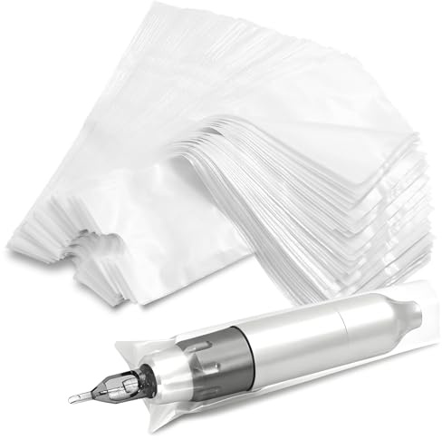 200pcs Tattoo Machine Covers Clear 7.5x2.7 Inch Tattoo Pen Covers Large Machine Bags Sleeves for Tattoo Machine Accessories, Kits & Supplies