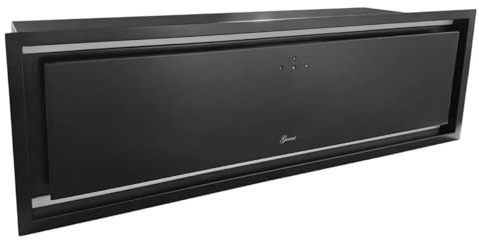 Gurari Hotte de plafond 90 cm GCH 973 BL Noir avec commande gestuelle & LED • 850 m³/h • Recirculation et air évacué • Bloc de construction de ventilateur intégré ou capot de plafond suspendu suspendu