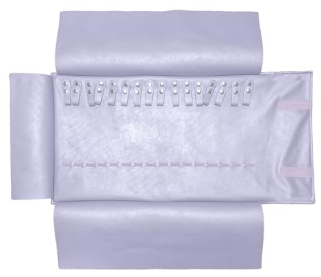 UnionPlus Travel Jewelry Roll, Faux Leather Necklaces Organizer Bag, Elastic Band and Anti-winding, Lavender Violet