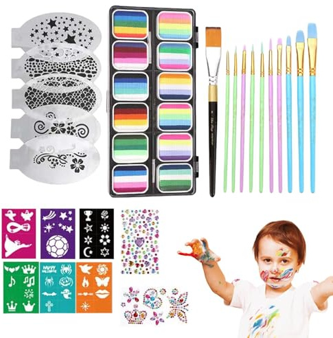 Kit de Maquillage Artistique | Palette de Couleurs pour Artistes - Maquillage Soluble à l'Eau avec Pinceaux pour et Adultes Anniversaire Fêtes Carnaval