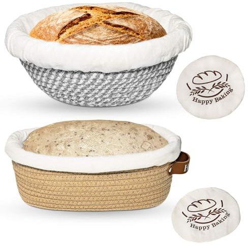 Banneton Bread Proofing Basket, Sourdough Proofing Basket, Oval & Round Proofing Baskets With Liners & Covers, Cotton Rope Sourdough Bread Baskets, Sourdough Bread Baking Supplies
